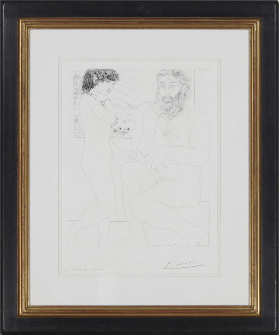 Pablo Picasso - Sculpteur songeant, modèle aux cheveux noirs et bol avec trois anémones - Image du cadre