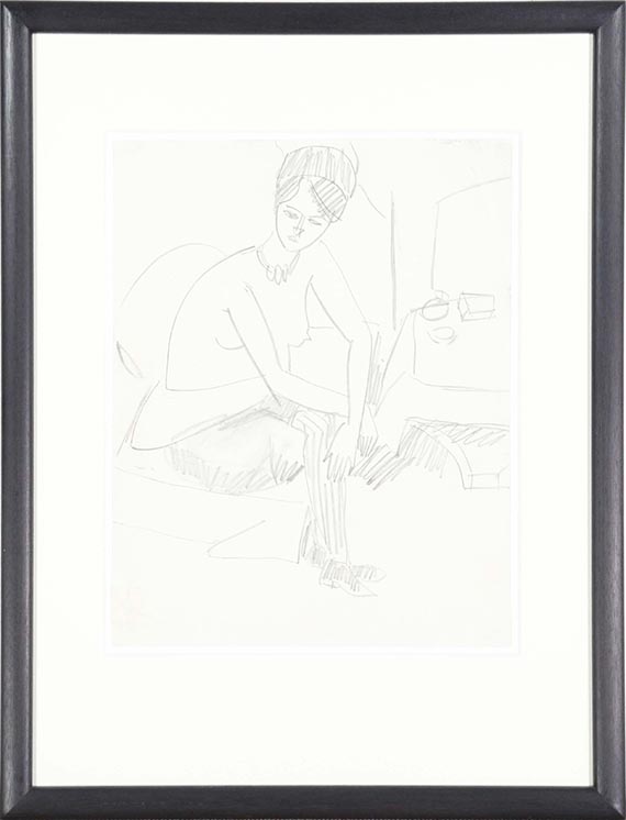 Ernst Ludwig Kirchner - Sitzender Halbakt im Atelier (Dodo) - Image du cadre