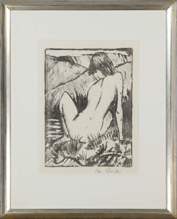 Otto Mueller - Olympia (Sitzender Rückenakt in den Dünen) - Image du cadre