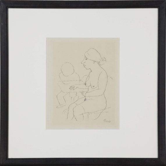 George Grosz - Mädchenakt am Tisch - Image du cadre