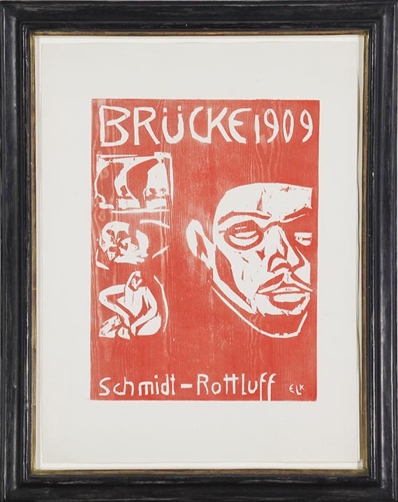 Ernst Ludwig Kirchner - Umschlag der IV. Jahresmappe der Künstlergruppe Brücke - Porträt Schmidt-Rottluff - Image du cadre