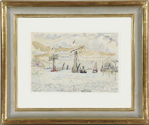Paul Signac - Hafenansicht mit Segelbooten ("Lorient") - Image du cadre