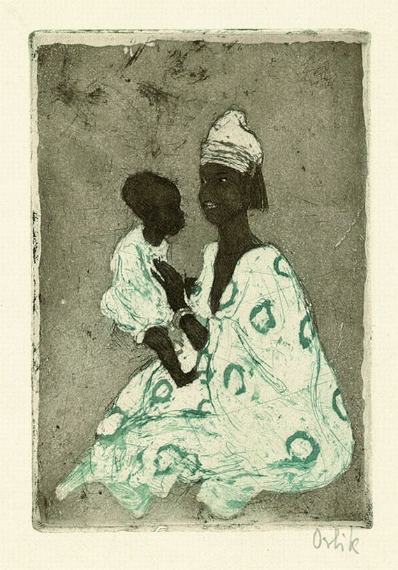 Emil Orlik - Sudanesin mit Kind