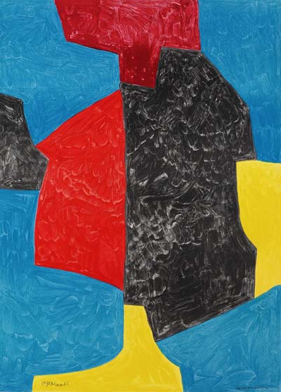 Serge Poliakoff - Composition rouge, bleue, jaune et noire