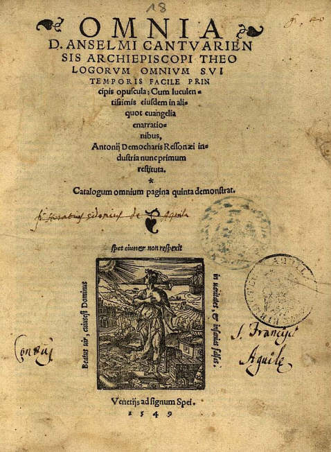  Anselm von Canterbury - Omnia opuscula. 1549.