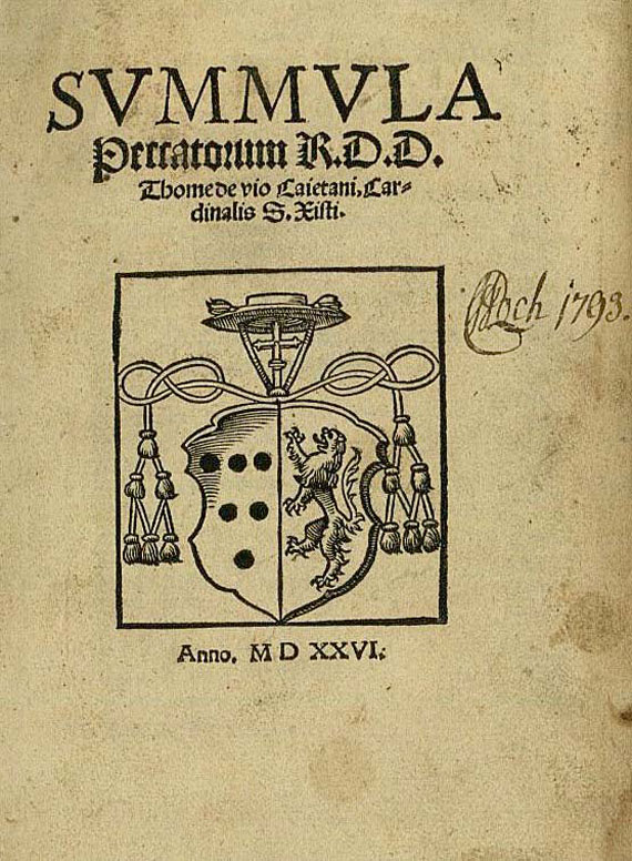 Cajetanus, T. - Summula peccatorum. 1526