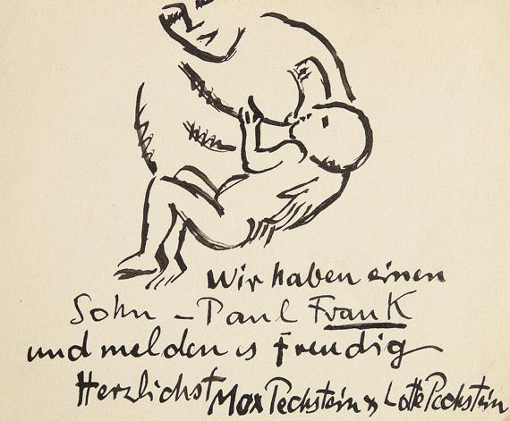 Hermann Max Pechstein - 2 Blätter: Geburtsanzeigen - Autre image