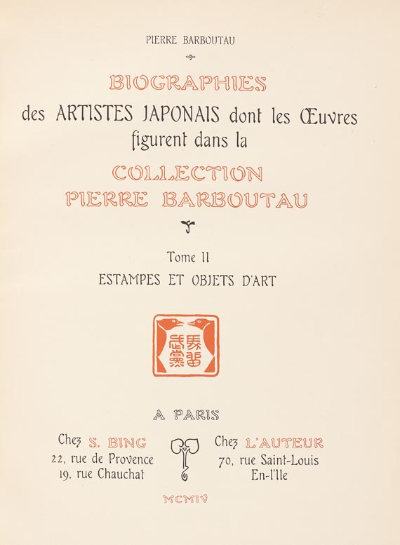  Collection Barboutau - Collection Pierre Barboutau, 2 Bde., 1904. - Autre image