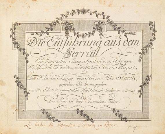 Wolfgang Amadeus Mozart - Entführung aus dem Serail. Ca. 1790. - Autre image