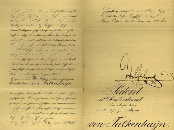  Wilhelm II. - Urkunde m. U. (40). 1907