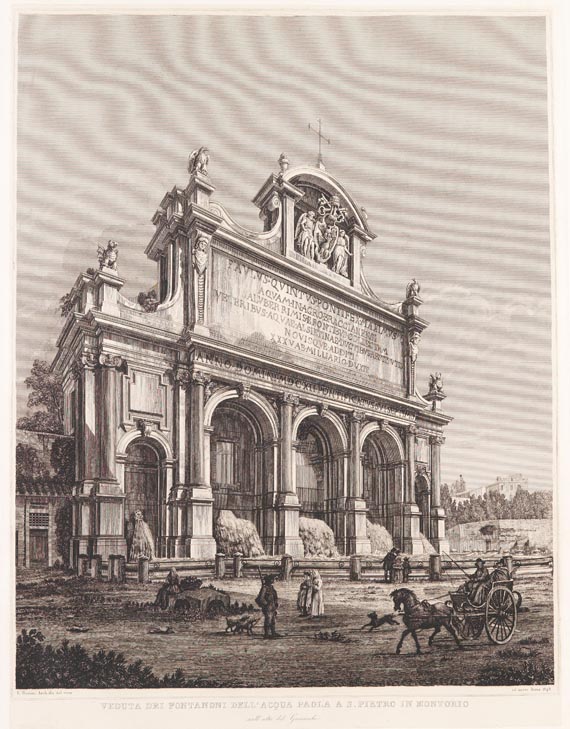  Italien - 18 Bll. Ansichten, u. a. aus Scenografia di Roma moderna. 1848-50. - Autre image
