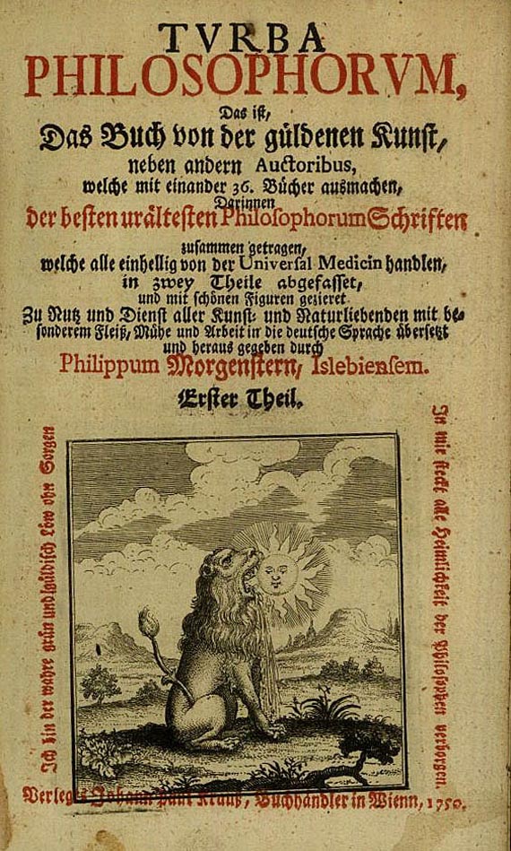  Alchemie und Okkulta - Morgenstern, P., Turba philosophorum. 1 Teil. 1750