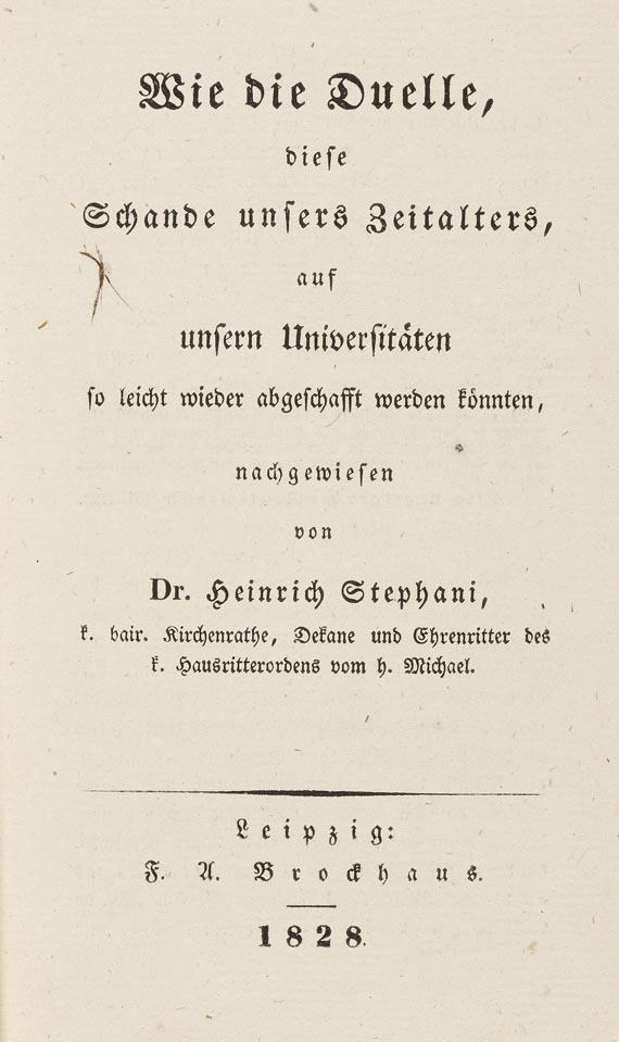 Heinrich Stephani - Wie die Duelle. 1828