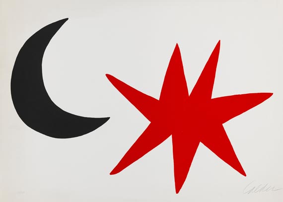 Alexander Calder - 2 Blätter: Mond und Stern. Rote Reiterstudie - Autre image