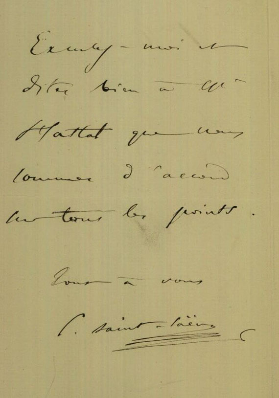 C. Saint-Saens - 1 Autograph. 1884.