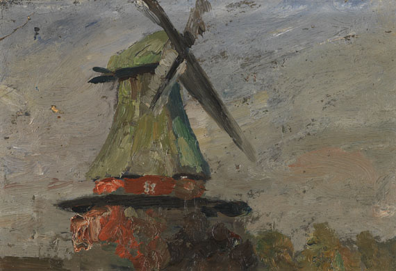 Rudolf Höckner - 3 Ölgemälde: Hafenmotiv, Windmühle, Bauernhaus - Autre image