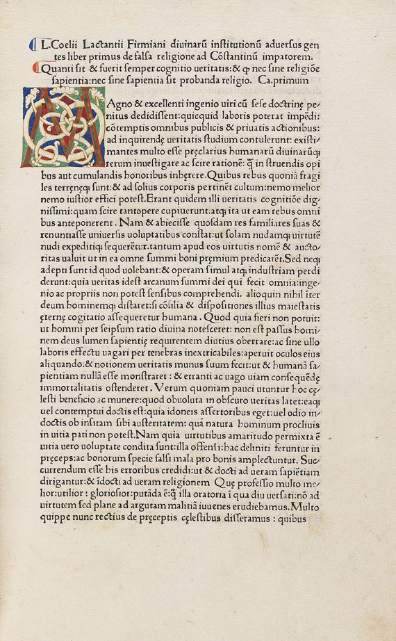 Lucius Coelius Firmianus Lactantius - Opera. 1472. - Autre image