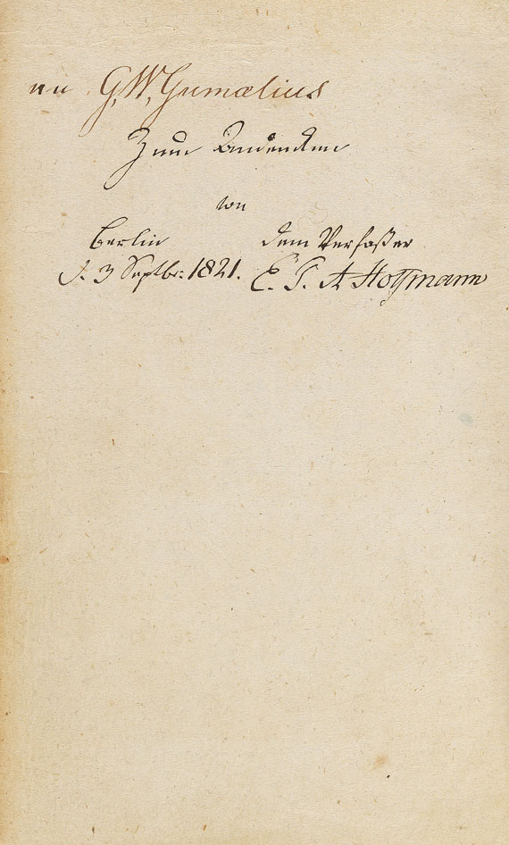 Ernst Theodor Amadeus Hoffmann - Prinzessin Brambilla, 1821. Widmungsexemplar. - Autre image