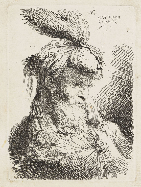 Giovanni Benedetto Castiglione - 10 Blätter: Kleine Kopfstudien mit orientalischem Kopfschmuck - Autre image