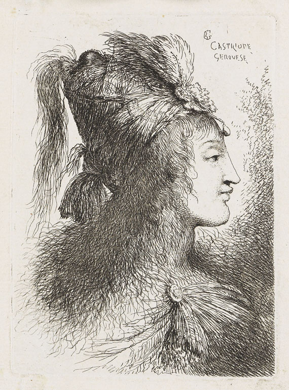 Giovanni Benedetto Castiglione - 10 Blätter: Kleine Kopfstudien mit orientalischem Kopfschmuck - Autre image