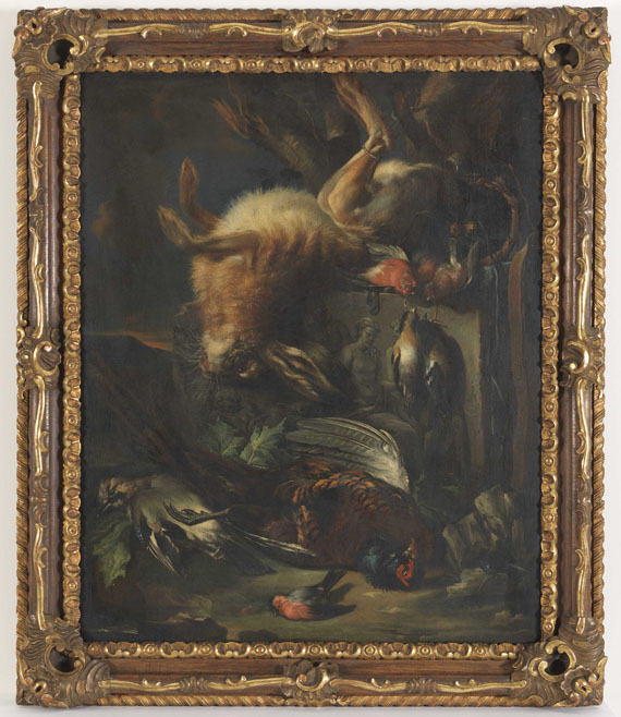 Franz Werner von Tamm - Zugeschrieben - Jagdstillleben mit Hase und Vögeln - Image du cadre