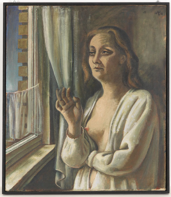 August Wilhelm Dreßler - Frau am Morgen (Am Fenster) - Image du cadre