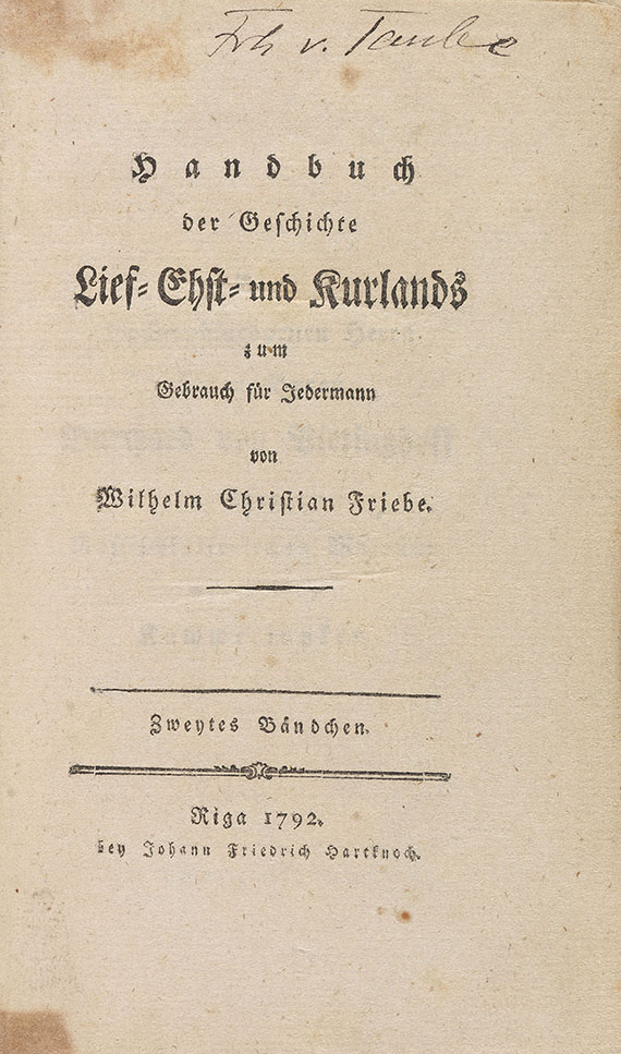 Wilhelm Christian Friebe - Handbuch der Geschichte Lief- Ehst- und Kurlands. 5 Bde. 1791-1794 - Autre image