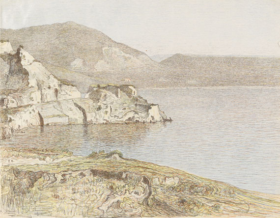 Paul Baum - 2 Bll.: Landschaft am Bosporus. Küstenlandschaft am Mittelmeer - Autre image