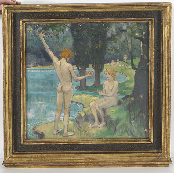 Ludwig von Hofmann - Adam und Eva (Paradies) - Image du cadre