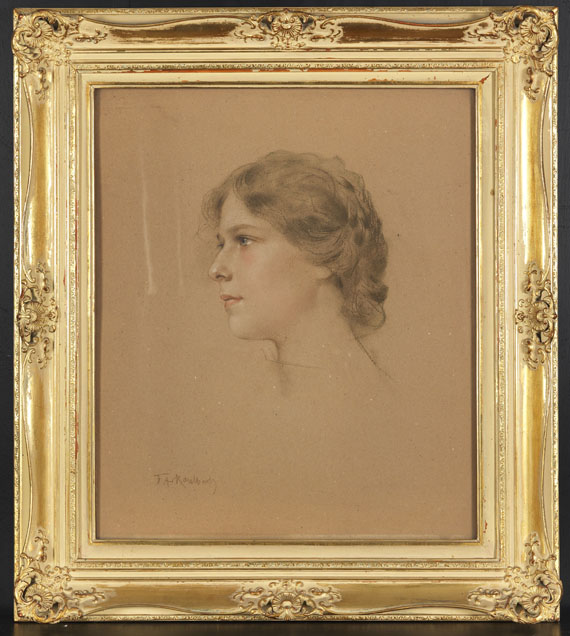 Friedrich August von Kaulbach - Porträt einer jungen Frau im Profil - Image du cadre