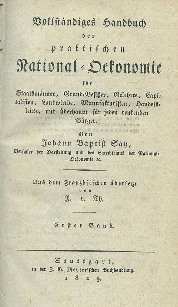 Johann Baptist Say - National-Oekonomie. 6 Bde.