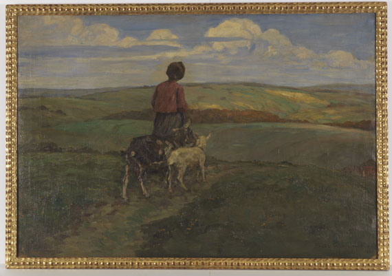 Franz Wallischeck - Mädchen mit Ziegen auf dem Heimweg - Image du cadre