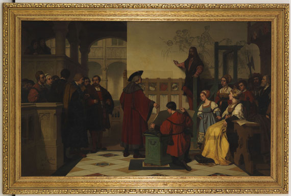 Wilhelm (Guillaume) Koller - Albrecht Dürer wird von Kaiser Maximilian bei der Arbeit besucht - Image du cadre