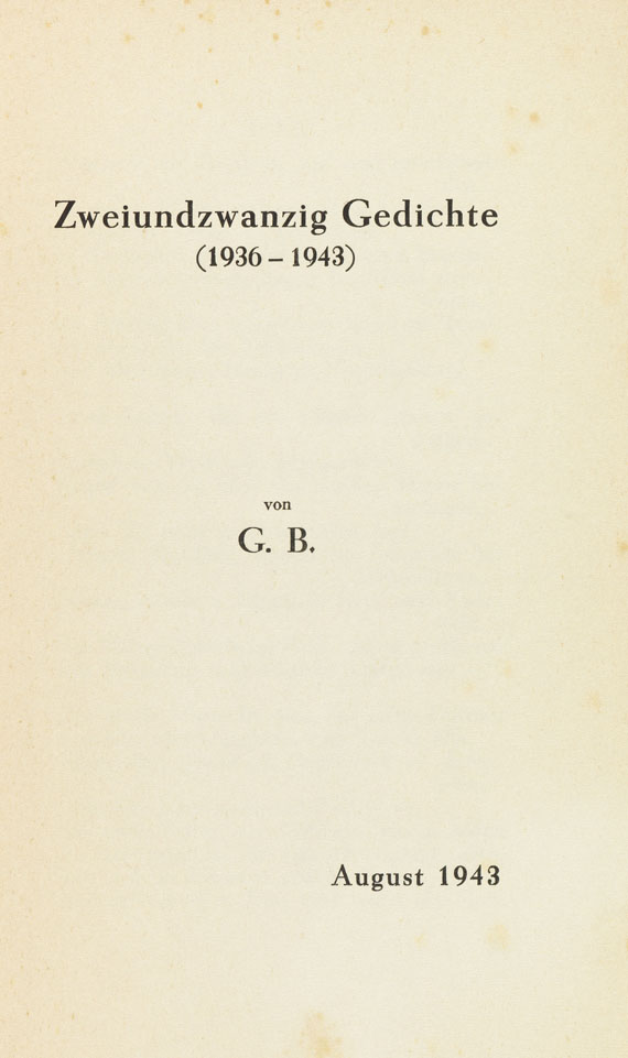 Gottfried Benn - Zweiundzwanzig Gedichte (1936-1943) - Autre image