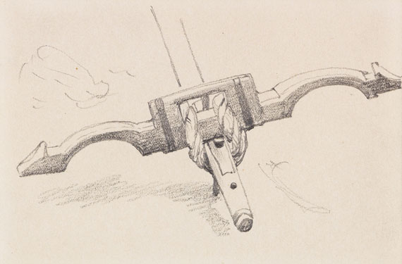 Anton von Werner - 3 Bll.: Ochsengespann. Deichsel mit Joch. Fuhrwerk (Skizzenbuchblätter) - Autre image