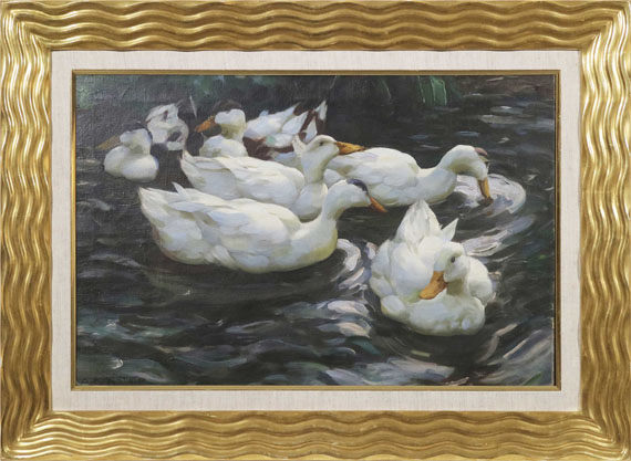 Alexander Koester - Sechs Enten im Wasser - Image du cadre