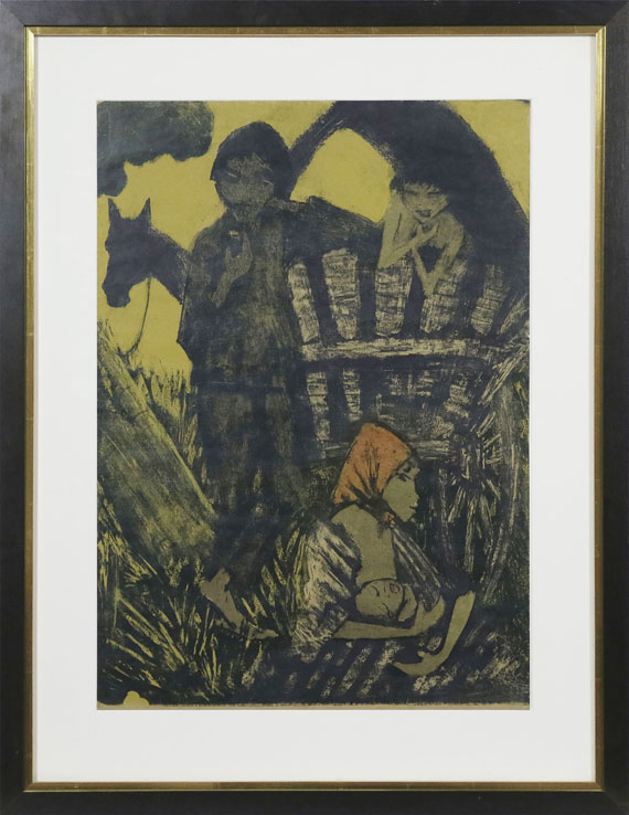 Otto Mueller - Zigeunerfamilie am Planwagen - Image du cadre