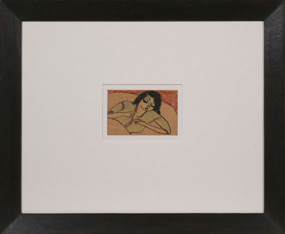 Erich Heckel - Liegende Frau im Bett - Image du cadre