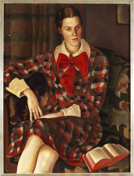 Richard Ziegler - Porträt einer Dame mit Buch (Paula Pfeifer, die Cousine des Künstlers) - Image du cadre