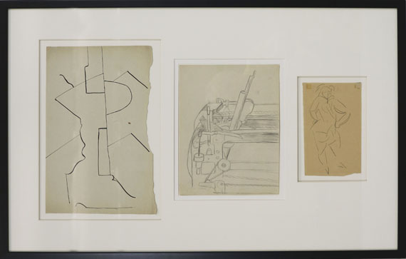 Otto Gutfreund - 3 Blätter: Kubistische Kompositionen - Image du cadre