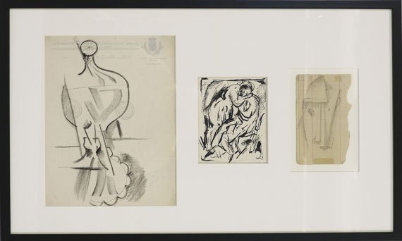 Otto Gutfreund - 3 Blätter: Kubistische Kompositionen - Image du cadre