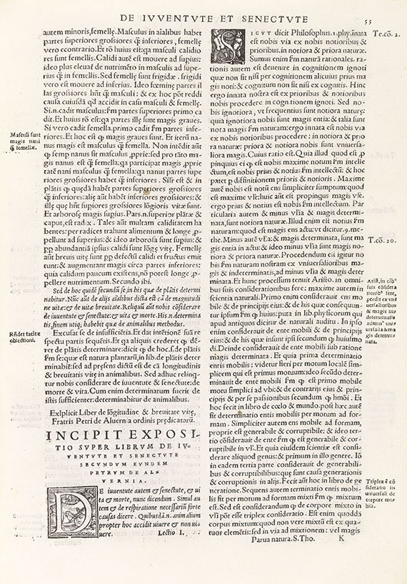  Aristoteles - De natura animalium. 1498. - Vorgebunden: Parva naturalia. - Autre image