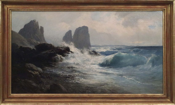 Edward Theodore Compton - Die Faraglioni-Felsen vor der Küste von Capri - Image du cadre