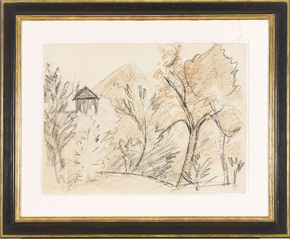 Otto Mueller - Bergige Landschaft mit kleinem Haus - Image du cadre