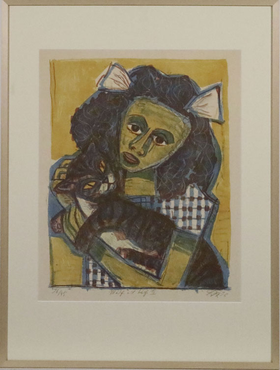 Otto Dix - Mädchen mit Katze II (Kopf Schräg) - Image du cadre