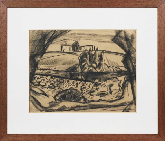 Otto Dix - Gehöft am Fluss II - Image du cadre