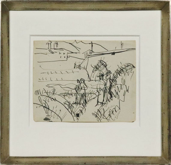 Ernst Ludwig Kirchner - Spaziergänger bei einer Brücke - Image du cadre