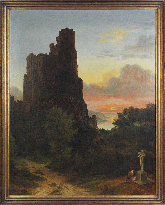 Josef Winkelirer - Romantische Landschaft mit Burg - Image du cadre