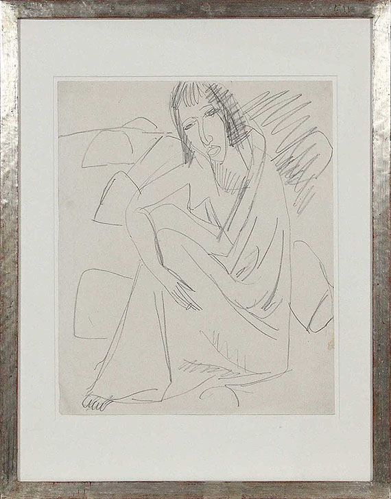 Ernst Ludwig Kirchner - Sitzende Frau im Badetuch am Strand - Image du cadre