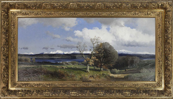 Josef Wenglein - Blick auf den Simssee im Frühling - Image du cadre